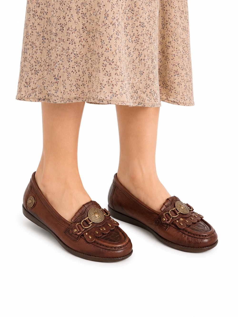 Size 7 Vintage Women’s Brown Genuine Leather Liberty Kiltie Loafers
